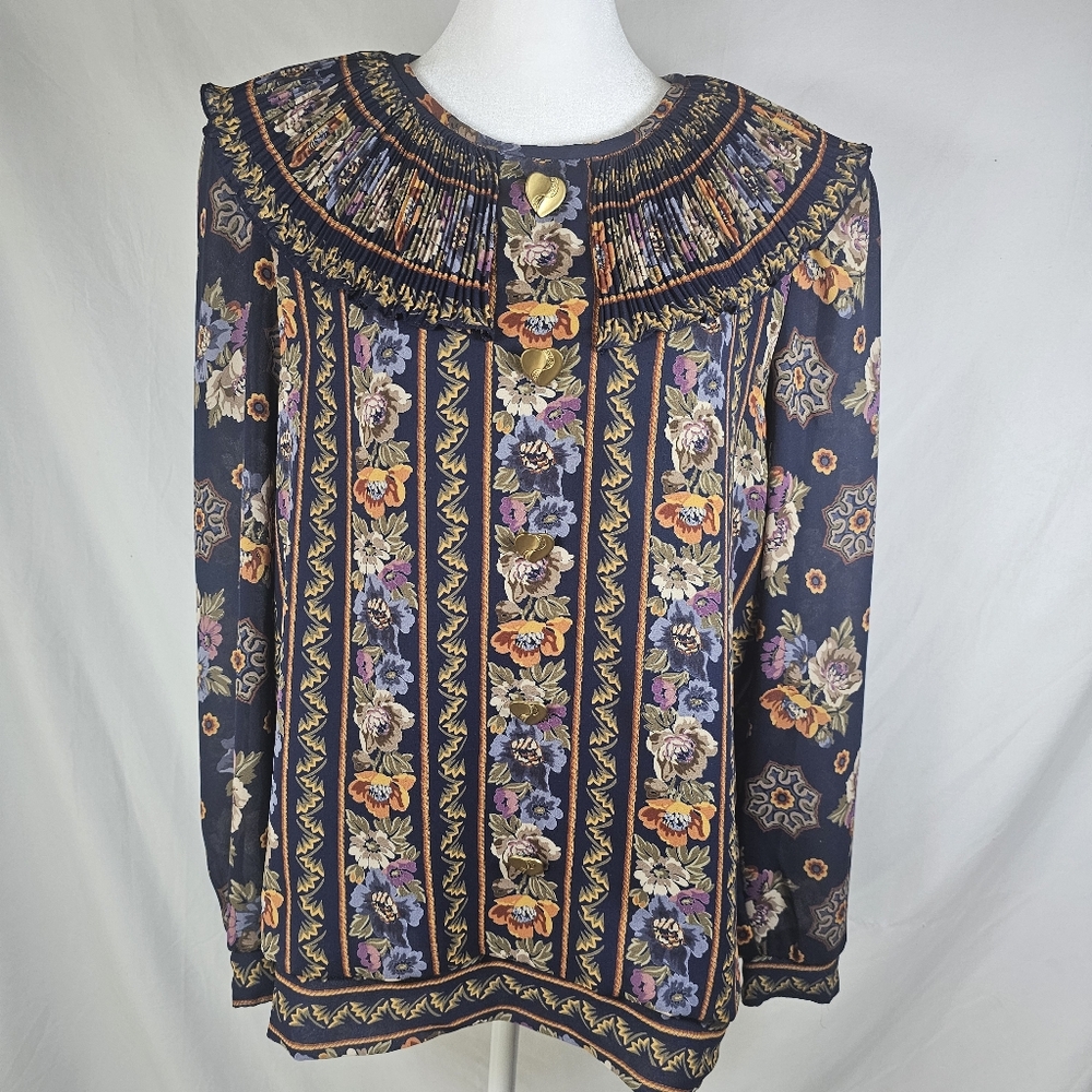 Vintage 80s‎ Jo Hanna York Women’s Sz 14 Tropical Blouse